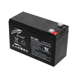 RT_1280 Ritar RT 1280 ólomakkumulátor, 12V/8 Ah, 5 éves élettartam, zárt konstrukció