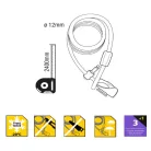 STANLEY S741-159 családi kulcskábeles kerékpár zár, 3 kulcsos, 2400 mm hosszúság