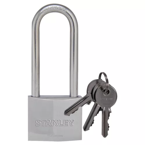S742-017 STANLEY S742-017 krómozott rézlakat, 50 mm, 3 kulcsos