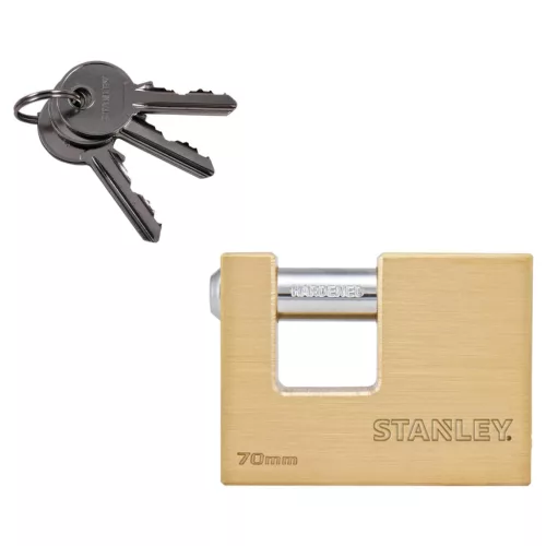 S742-026 STANLEY S742-026 négyszögletes tömör rézlakat, 70 mm, 3 kulcsos
