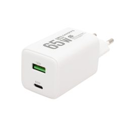 SA65PPS HOME SA65PPS USB hálózati szupergyors töltő, 65Watt, 2in1: USB-A + USB-C aljzat, QC + PD + 