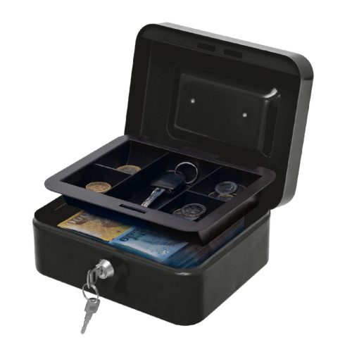 SAFEMONEY HOME SAFEMONEY pénzkazetta, acél, kivehető aprópénz tároló rekesz, 2 kulccsal, hordozható