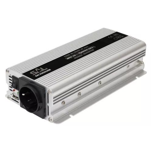 SAI_2000USB SAL SAI 2000USB feszültségátalakító, 1000 W, inverter, 500 mA USB töltő, gyermekzár