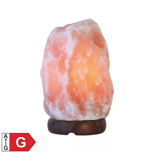 SKL_12 Home SKL 12 sókristálylámpa, fa talp E14 foglalattal, 1,5 m tápkábel kapcsolóval, 1-2 kg töm