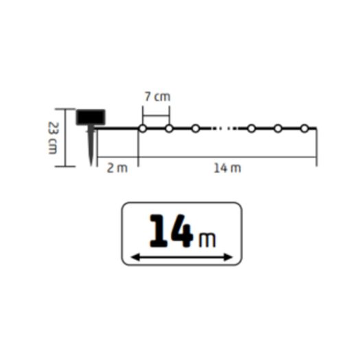 SLC200WW Home SLC200WW szolár fényfüzér, 200db melegfehér LED, 14m hosszúság, zöld vezeték, kültéri