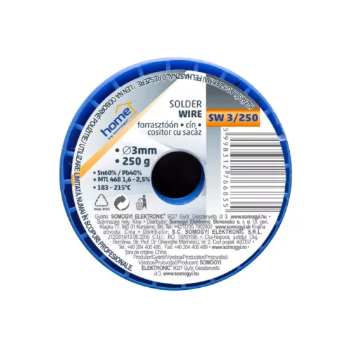 SW_3_250 Home SW 3/250 forrasztóón, 3mm, 250g, európai gyártótól származó kiváló minőségű forrasztó
