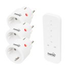 HOME TH2313 távirányítható mini hálózati aljzat szett, 2300 W, 3 aljzat + 1 távirányító, 40m hatótáv
