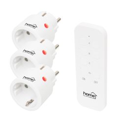   HOME TH2313 távirányítható mini hálózati aljzat szett, 2300 W, 3 aljzat + 1 távirányító, 40m hatótáv