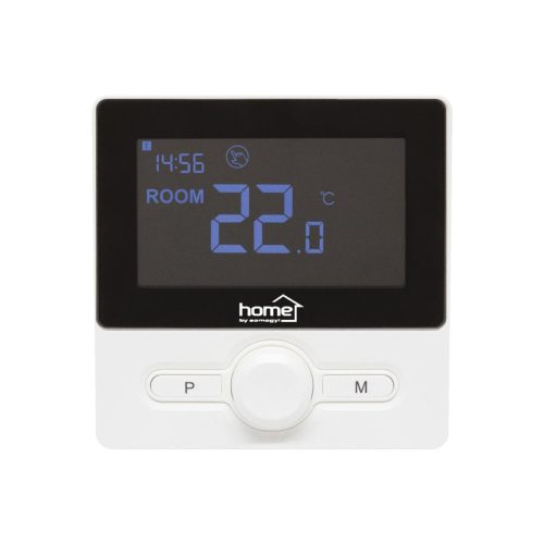 HOME THE25B digitális vezetékes szobatermosztát, falra szerelhető, programozható, ablaknyitás-érzékelés, fagyvédelmi funkció, fekete