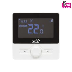   HOME THES25BWIFI vezeték nélküli szobatermosztát, smart, hordozható és falra szerelhető, Wi-Fi kapcsolat, programozható, ablaknyitás érzékelés, fekete