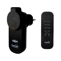   HOME THO 111 távirányítható kültéri hálózati aljzatszett, 40 m hatótáv, IP44 védelem, max. 1000 W, rádiós összeköttetés, 230 V, fekete
