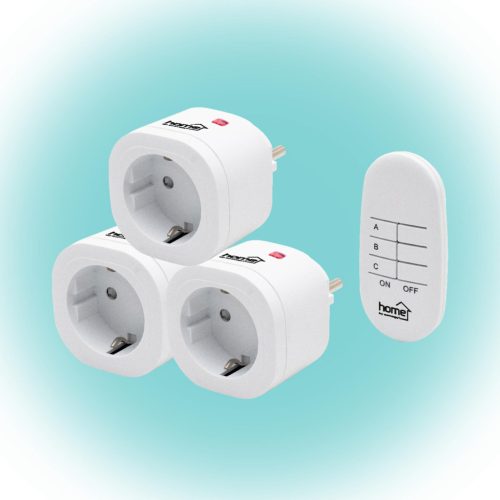 HOME TH 3013 távirányítható hálózati aljzatszett, 40 m hatótáv, max. 3000 W, rádiós összeköttetés, 230 V, egyszerűen tanítható, fehér