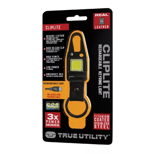 TU918 True Utility Cliplite, TU918, kulcstartó karabiner, tölthető lámpa, 4 funkció, 47 lm COB LED,