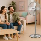 TVI-455 Techwood TVI-455 fém álló ventilátor, 40 cm-es lapátátmérő, 50 W, 3 sebesség, oszcillálás, 
