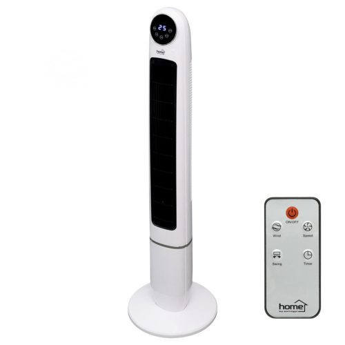 HOME TWFR 120 oszlopventilátor, 50 W, 120 cm, 3 fokozat, 75°-os oszcillálás, távirányító, világító kijelző, fehér