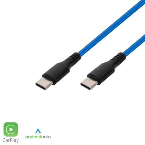 USBCC1 Home USBCC1 töltőkábel, USB-C / USB-C, 2.1A, 1m,szövött, kék