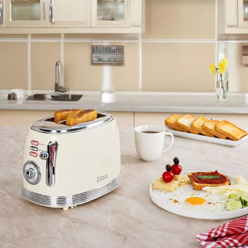 ZLN1191 Zilan ZLN1191 retró kenyérpirító, 850 W, 6 fokozat, 2 szeletes, STOP funkció, morzsatálca, 