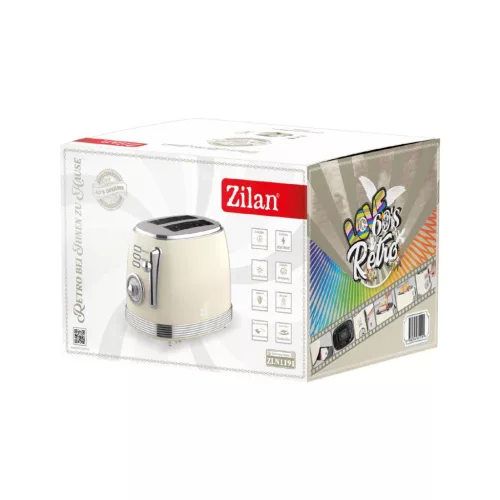 ZLN1191 Zilan ZLN1191 retró kenyérpirító, 850 W, 6 fokozat, 2 szeletes, STOP funkció, morzsatálca, 