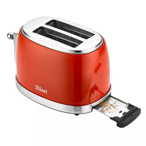 ZLN7040 Zilan ZLN7040 retró kenyérpirító, 850 W, 6 fokozat, 2 szeletes, STOP funkció, piros