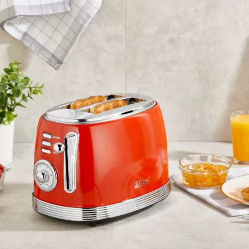 ZLN7040 Zilan ZLN7040 retró kenyérpirító, 850 W, 6 fokozat, 2 szeletes, STOP funkció, piros