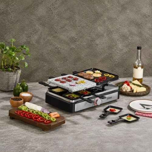 ZLN8863 Zilan ZLN8863 raclette grill, 1500 W, 2 az 1-ben, alumínium sütőlap, tapadásmentes bevonat,