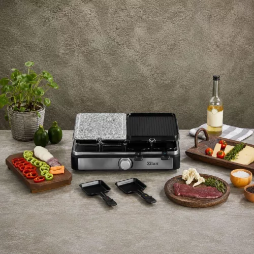 ZLN8863 Zilan ZLN8863 raclette grill, 1500 W, 2 az 1-ben, alumínium sütőlap, tapadásmentes bevonat,