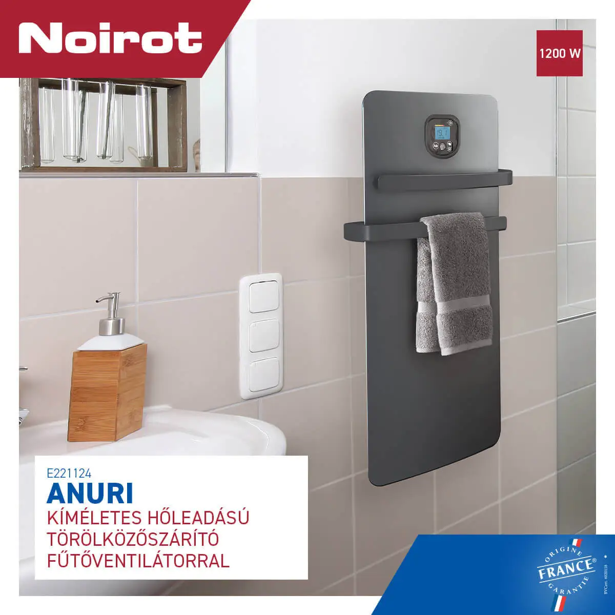 Anuri kíméletes hőleadású törölközőszárító fűtőventilátorral