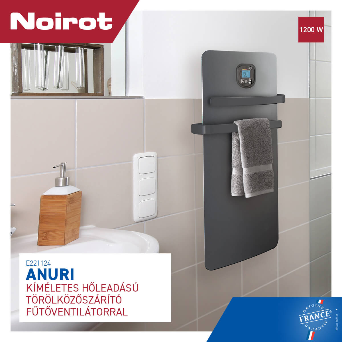 Anuri kíméletes hőleadású törölközőszárító fűtőventilátorral